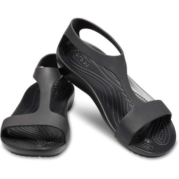 Womens Black Lightweight Sandals Comfortable Strappy Summer Slip On Shoes - Picture 6 of 7